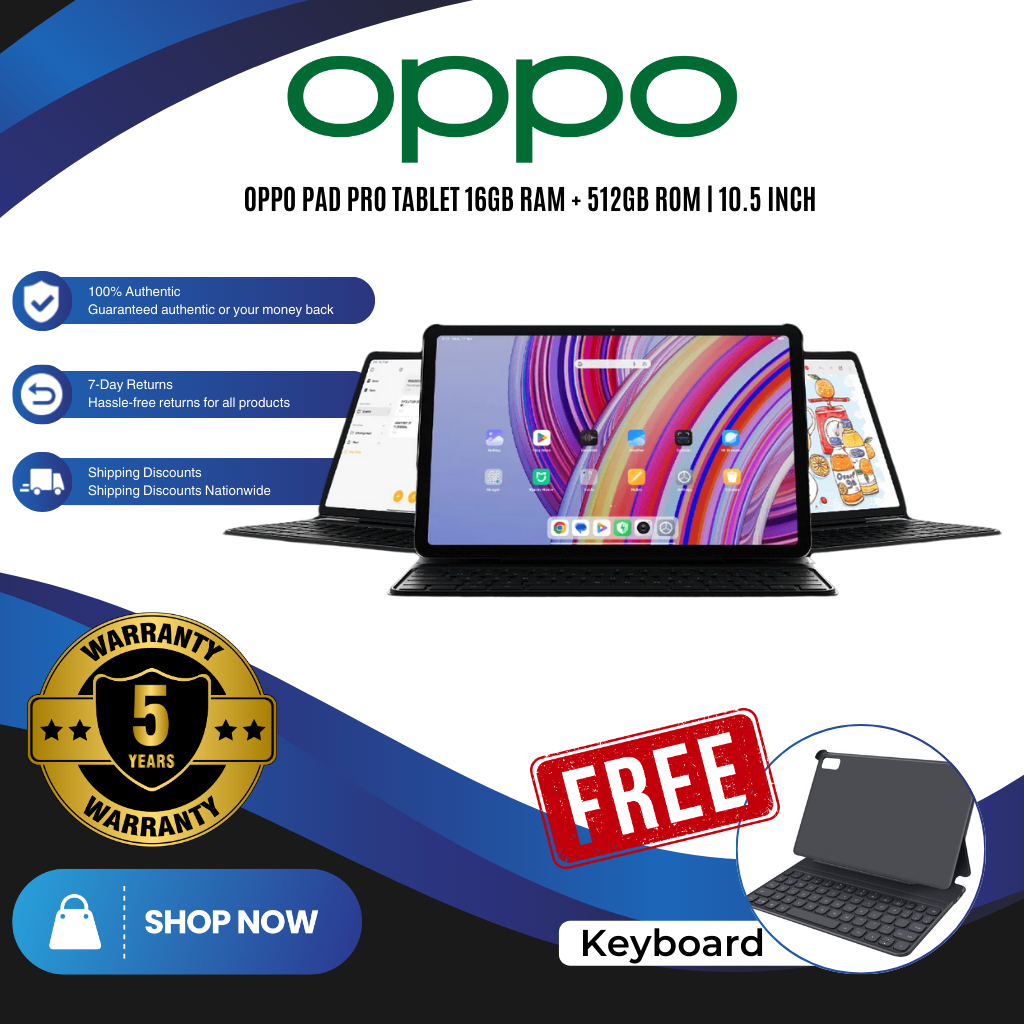 𝗢𝗣𝗣𝗢 PAD PRO Tablet Tab 16GB RAM+512GB ROM 10.5 Inch Full HD Learning ...