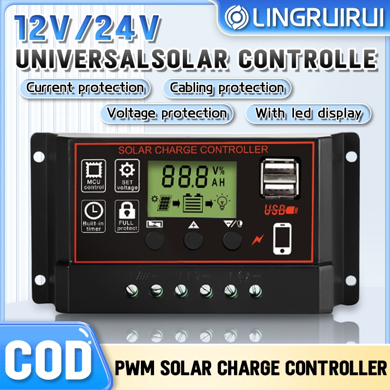 12V/24V Solar Panel Regulator Charge Controller Battery Regulator with ...
