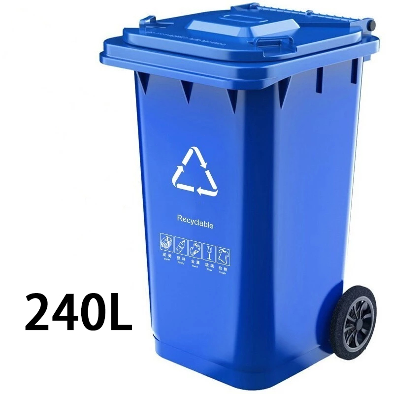 Large outdoor trash can with lid and roller 120L 240L kitchen trash can