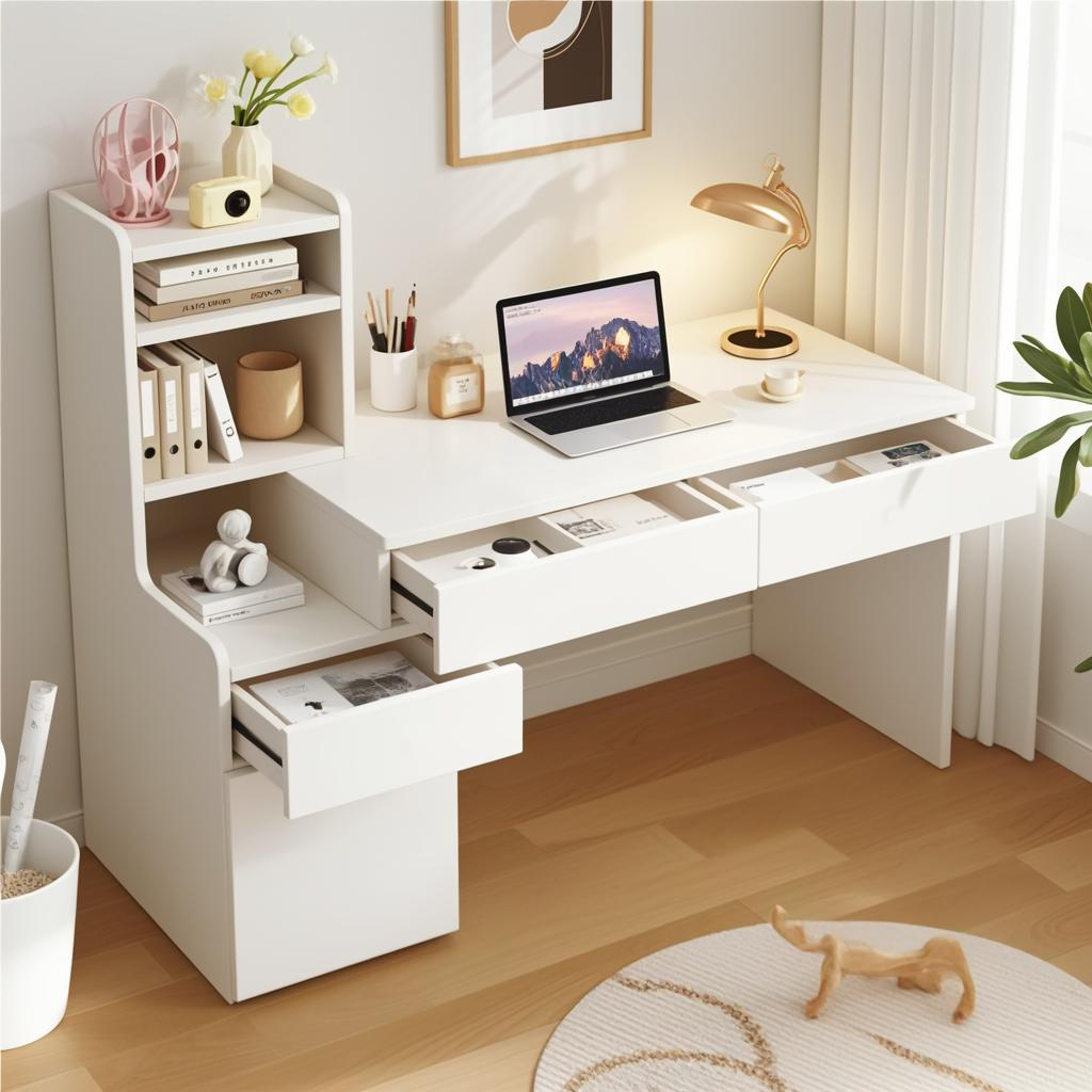 SUNNY Study Table With Drawer And Shelf Computer Desk Retractable Table ...