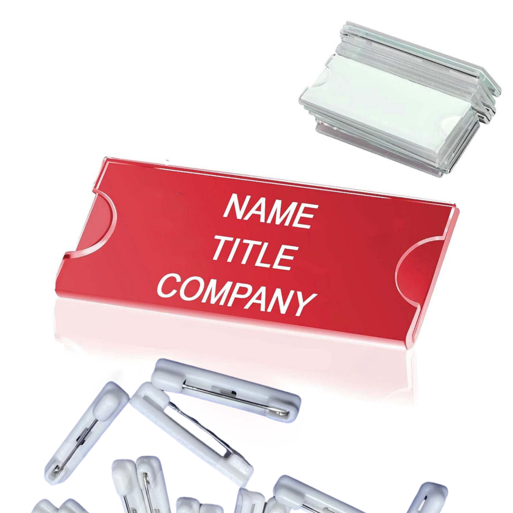 Clear Acrylic Name Badge/Name Plate Insert with Lapel Pin 7cmx2.5cm, 1 ...