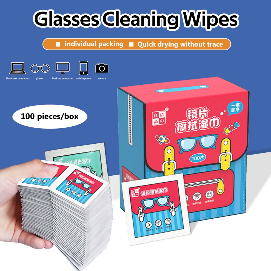 100pcs Disposable Eyeglasses Cloth Glasses Cleaning Wipes Lens Cleaning ...
