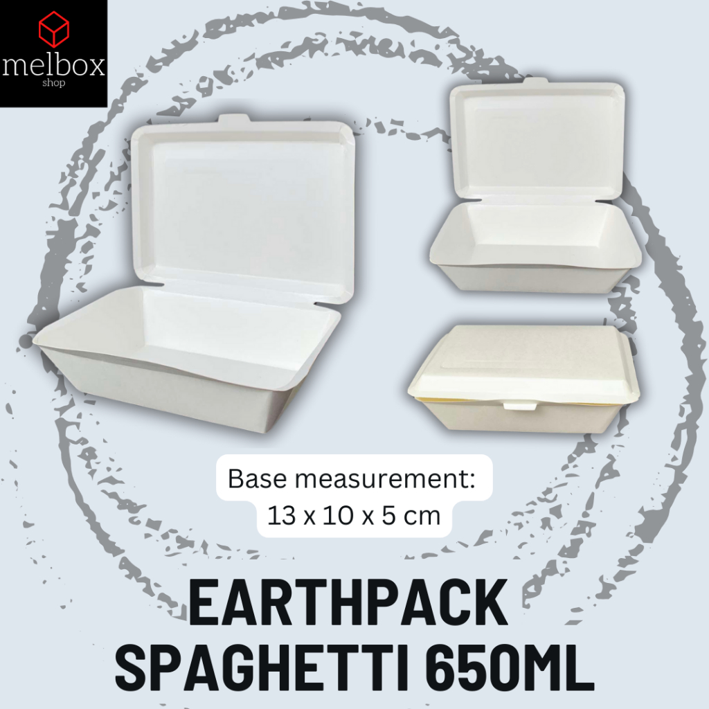 [50 pcs] Earthpack Spaghetti 650ml Disposable Food Box Paper | Shopee ...