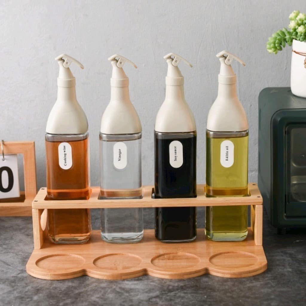 Wooden Rack Oil Pot Condiments Bottle Rack | Shopee Philippines