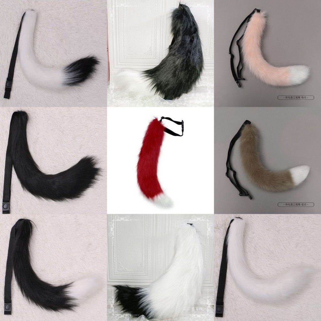 Handmade simulated cosplay cat tail set cute fox cat lady accessories ...