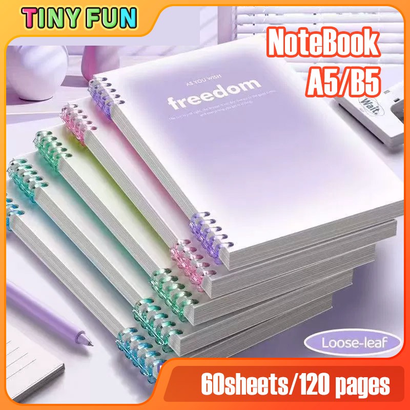 A5/B5 60 Sheets Replaceable Core PP Gradient Binder Notebook Stationery ...