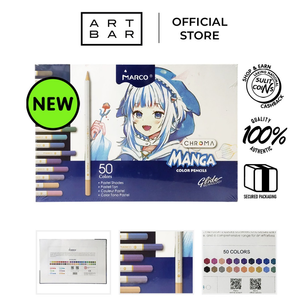 Marco Colored Pencil Manga Set 103083 50 Pieces E2550-50cb - Art Bar ...