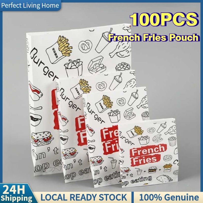100Pcs French Fries Wrapper Greaseproof Paper Bag Disposable Food ...