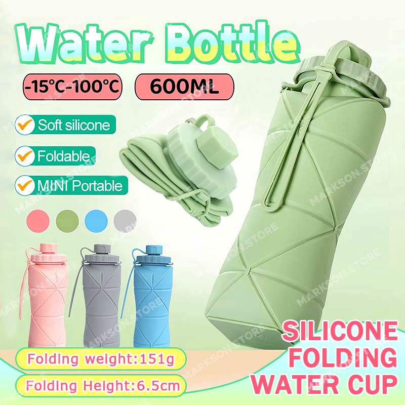600ml Collapsible Silicone Water Bottle Portable Folding Water Cup Leak ...
