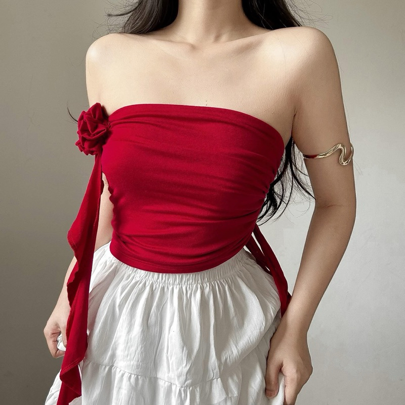 ROSE RUFFLE TUBE TOP | Shopee Philippines