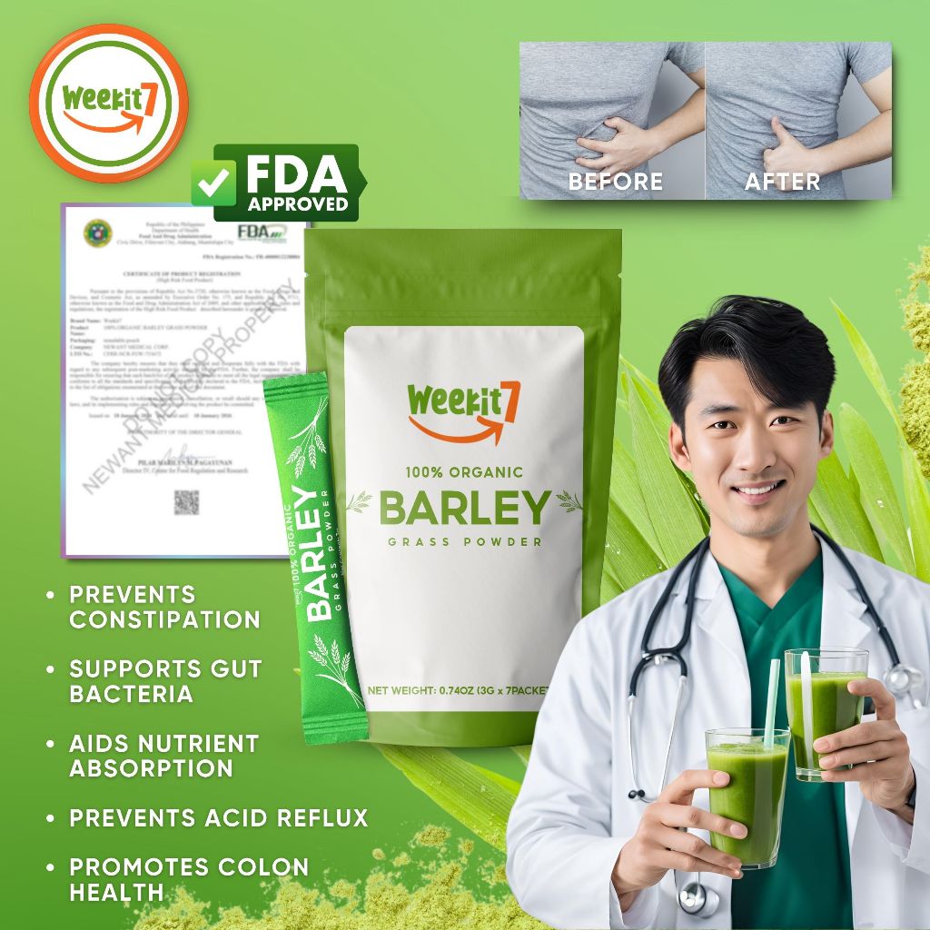 Weekit7 Organic Barley Green Juice Powder Popular 7 Sachet Individually ...
