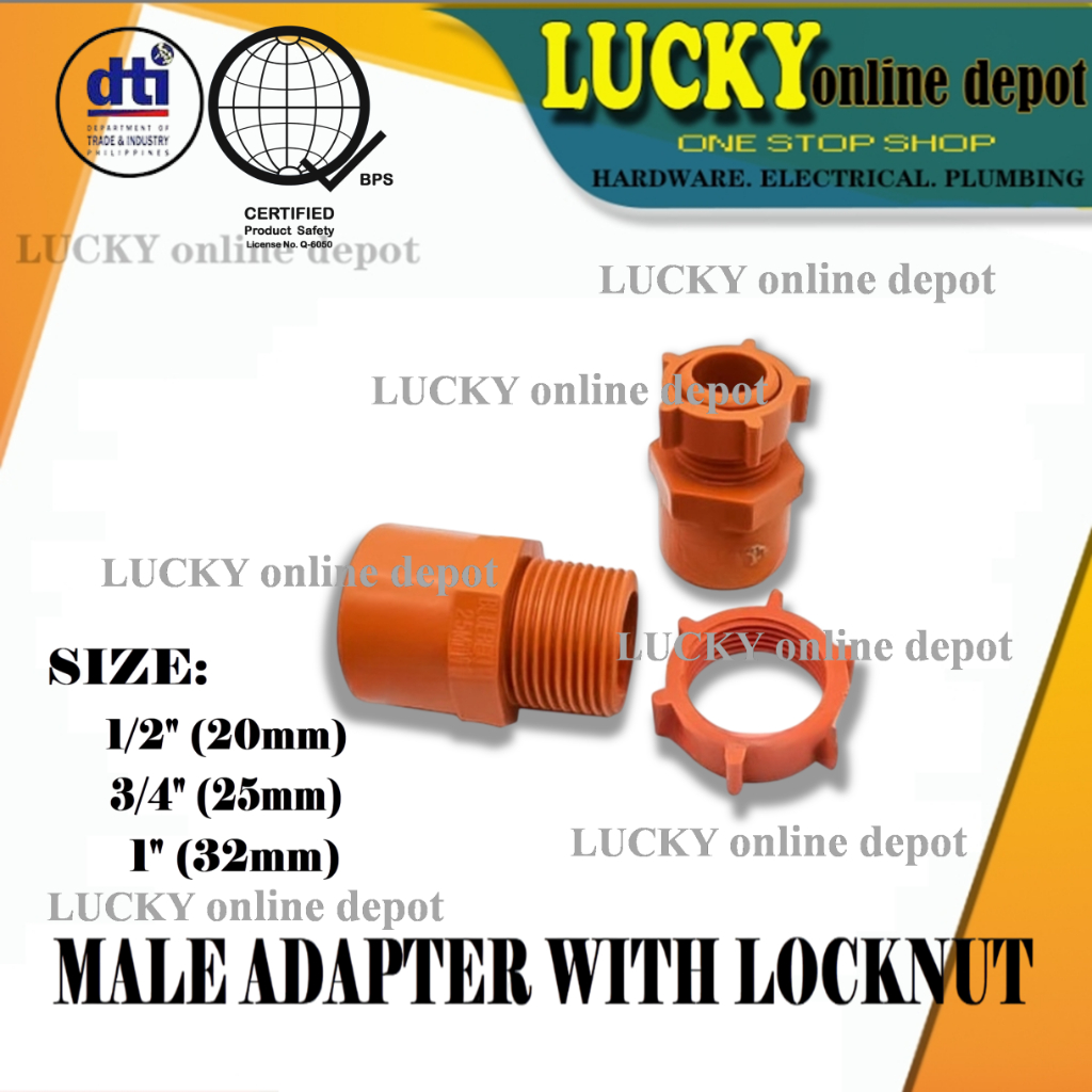 MALE ADAPTER WITH LOCKNUT ( 20mm 1/2 ) / ( 25mm 3/4 ) SOLD PER PACK ...