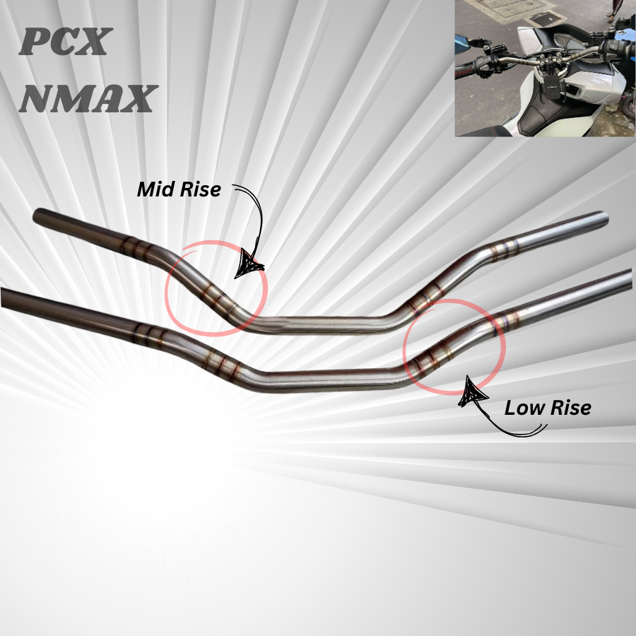 Jet2wheels Unburn Handle Bar Naked Stainless Mid Rise /Low Rise for PCX ...
