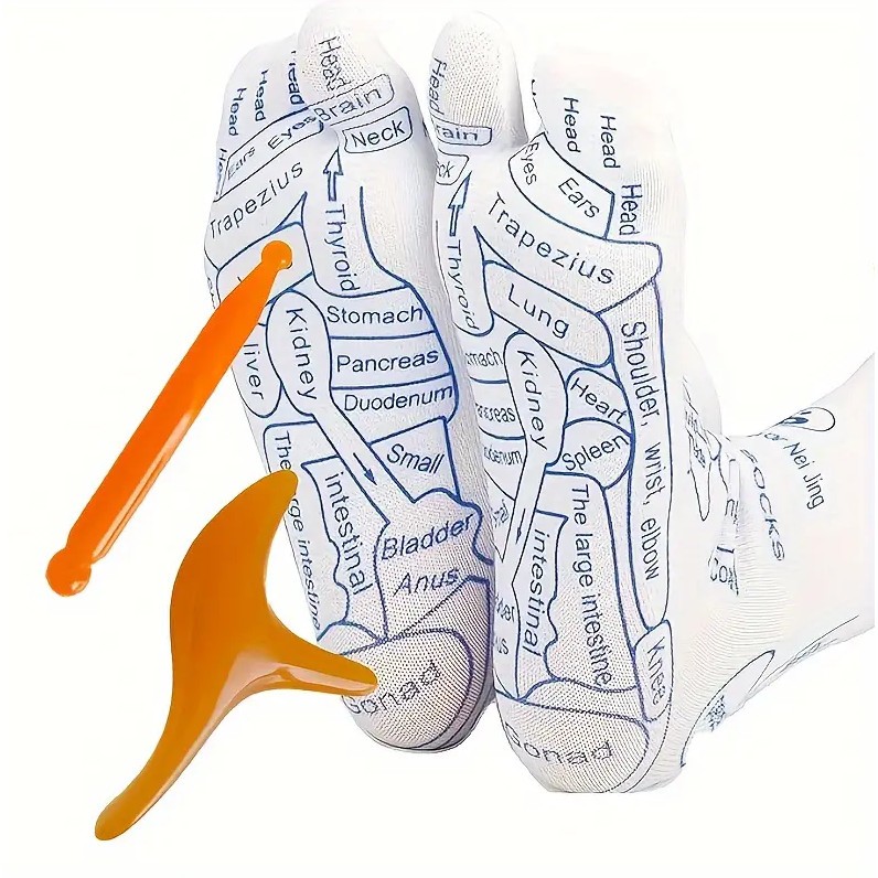 PAE Acupoint Illustrated Socks Gloves Reflexology Socks Gloves with ...