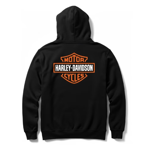 HARLEY DAVIDSON MOTORCYCLE RIDER JACKET HOODIE WITH ZIPPER HEAVY BLEND ...