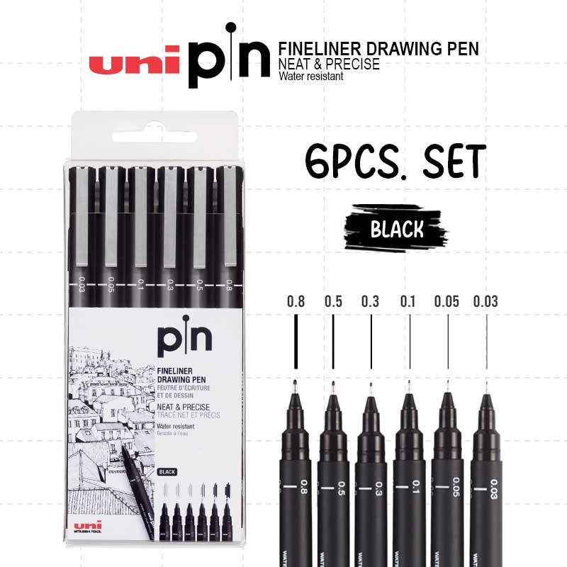 Uni Pin SET Waterproof Fineliner – Ideal for Artists, Architects ...