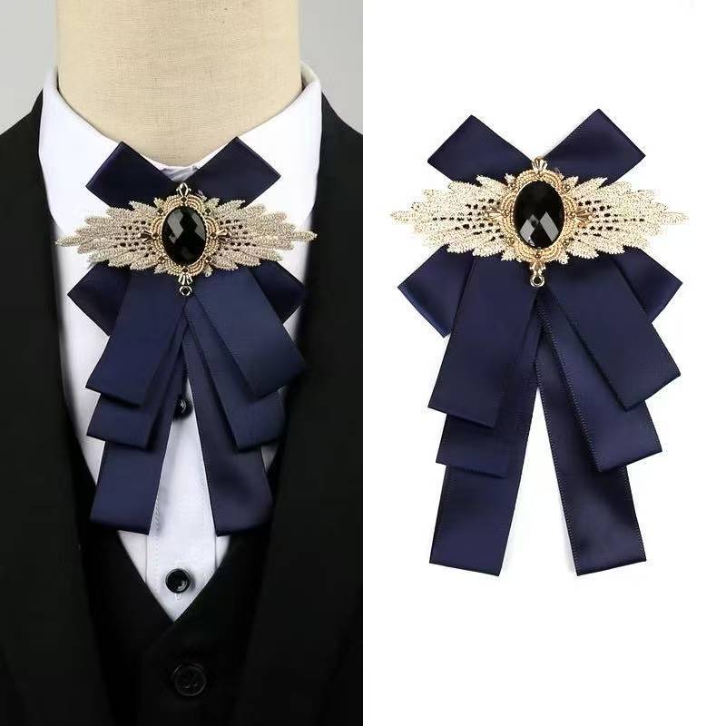 Fashion Bow Tie Rhinestone Solid Ribbon Polyester Collar Tie | Shopee ...