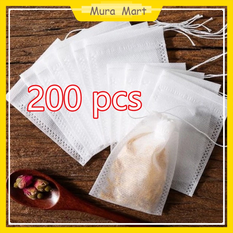200PCS Tea Bag Pouch Disposable Empty Drawstring Bag For Tea Coffee ...