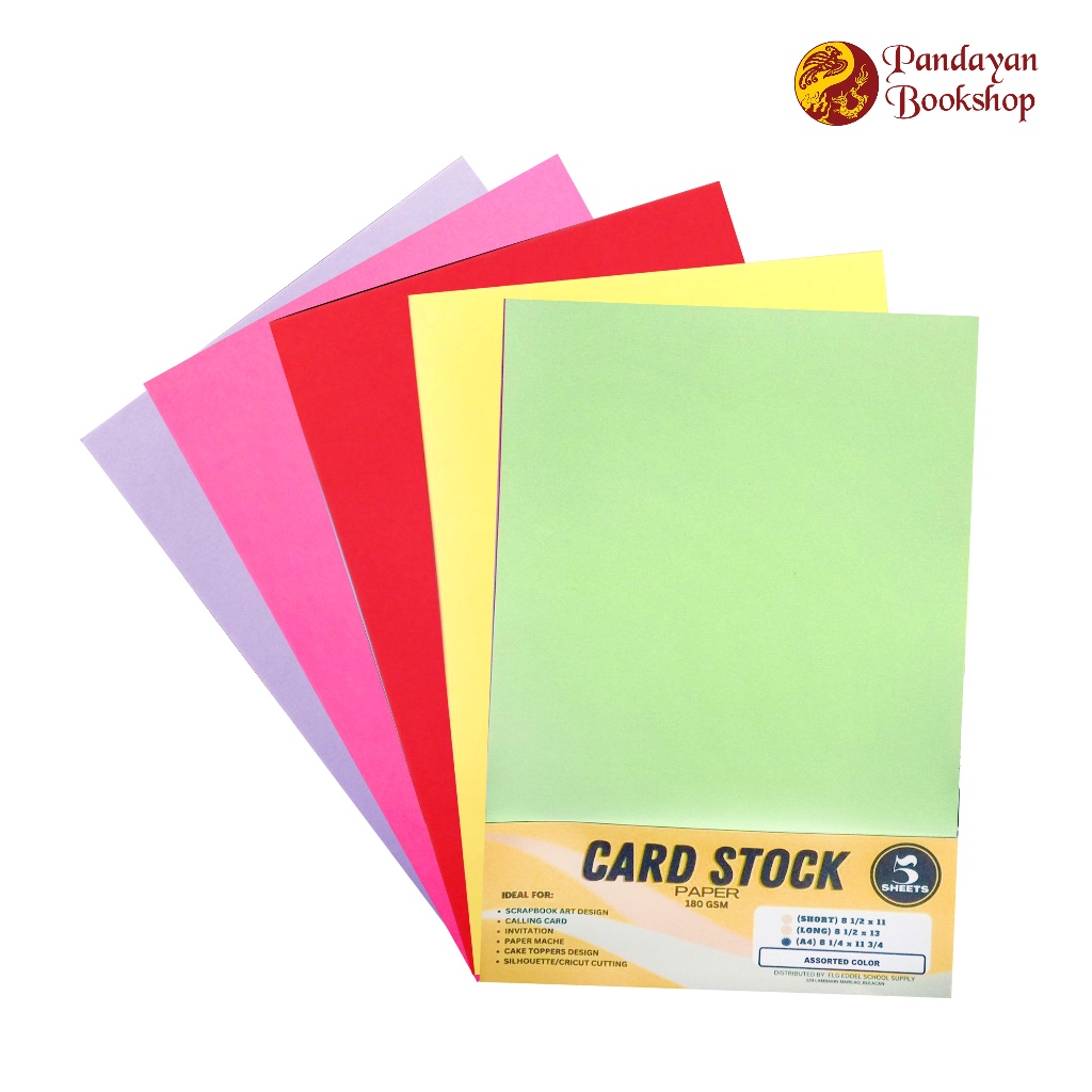 Card Stock Paper A4 180gsm Assorted Color 5's | Shopee Philippines