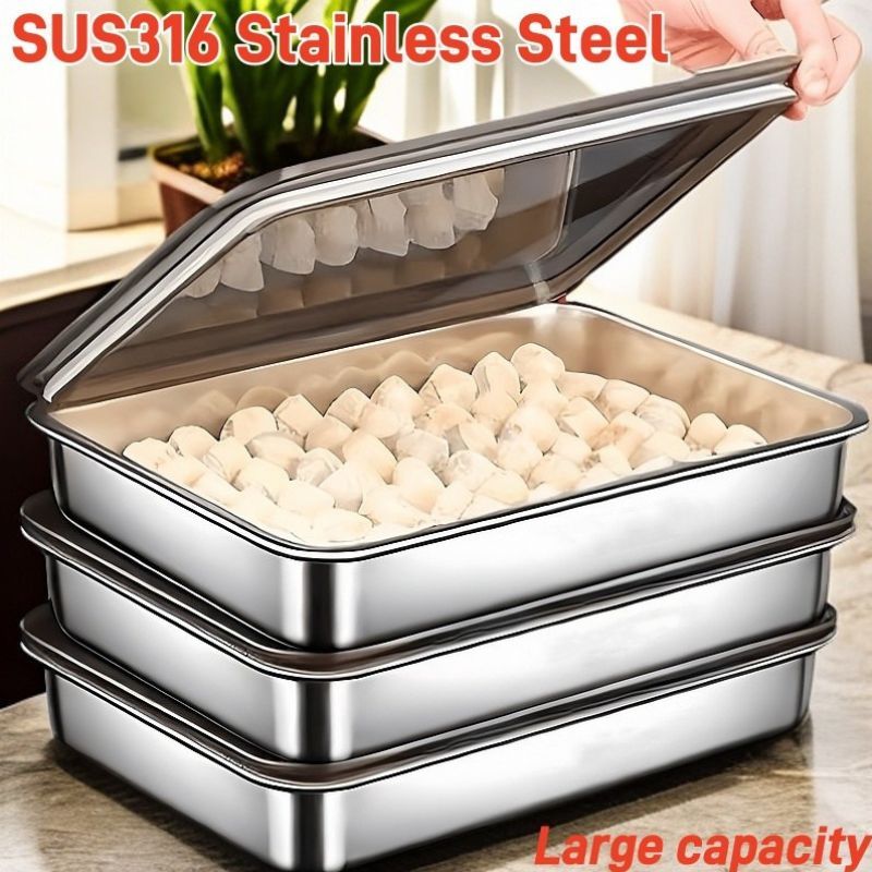 Stainless Steel Food Container Box with Lid Large Capacity Food Storage ...