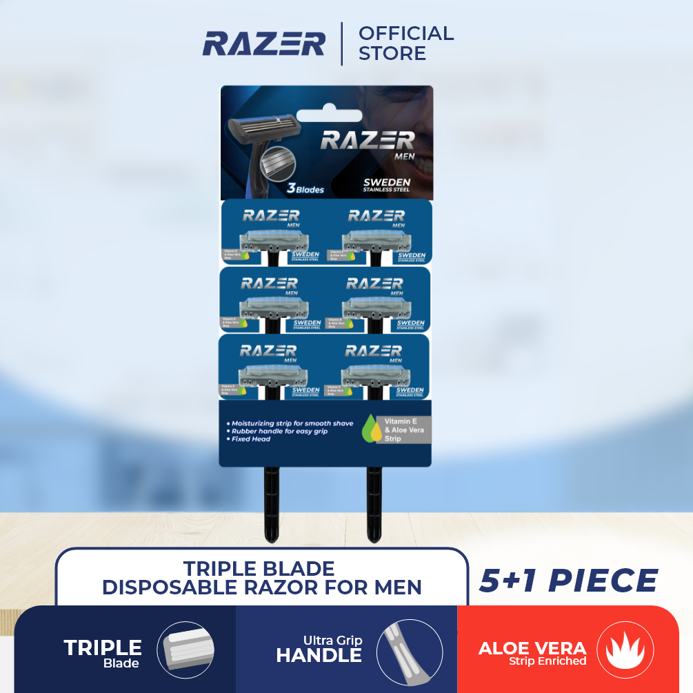 Razer Triple Blade Disposable Razor for Men 5+1 (Cartridge) | Shopee ...