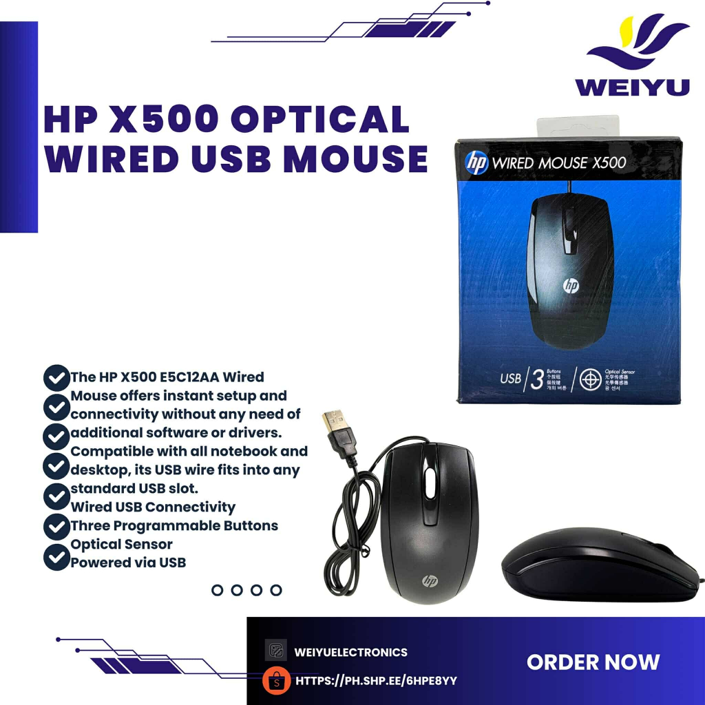 HP X500 Optical Sensor Powered via USB type , of Mouse with Free Mouse ...