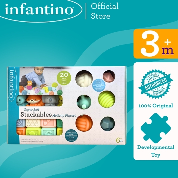 Infantino Super Soft Stackables Activity Playset 20PC | Sensory ...