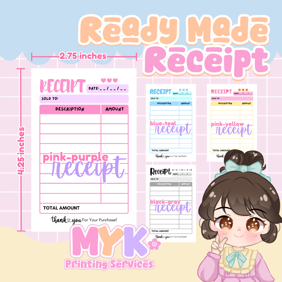 CUTE MINIMALIST SHOP RECEIPT 50 SHEETS (BUY 5 GET 1 FREE) | Shopee ...