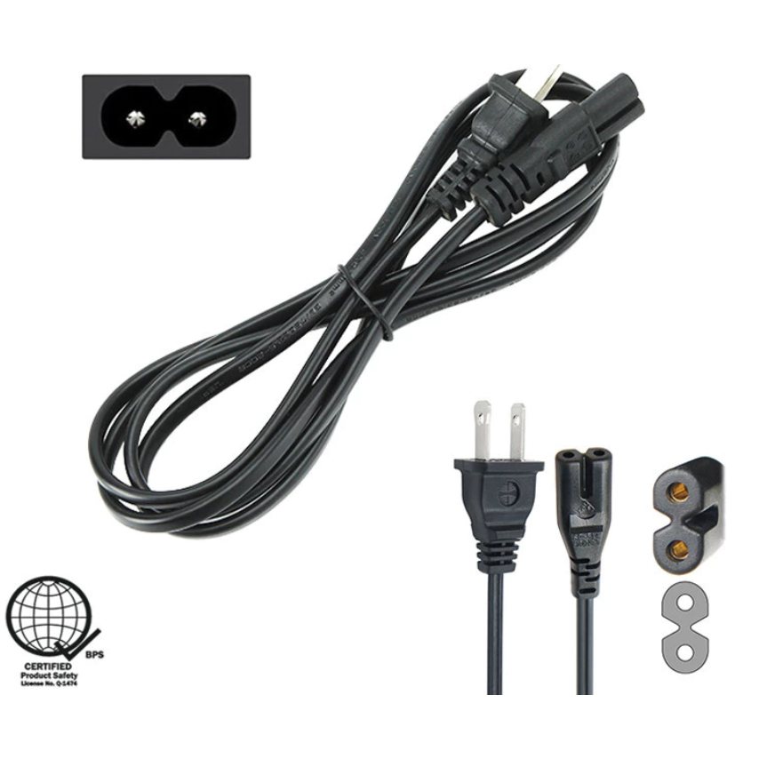 new cod 2 Pin Tail Ac Power Cord 1M/1.45M 2 Prong 2 Pin Power Supply Ac ...