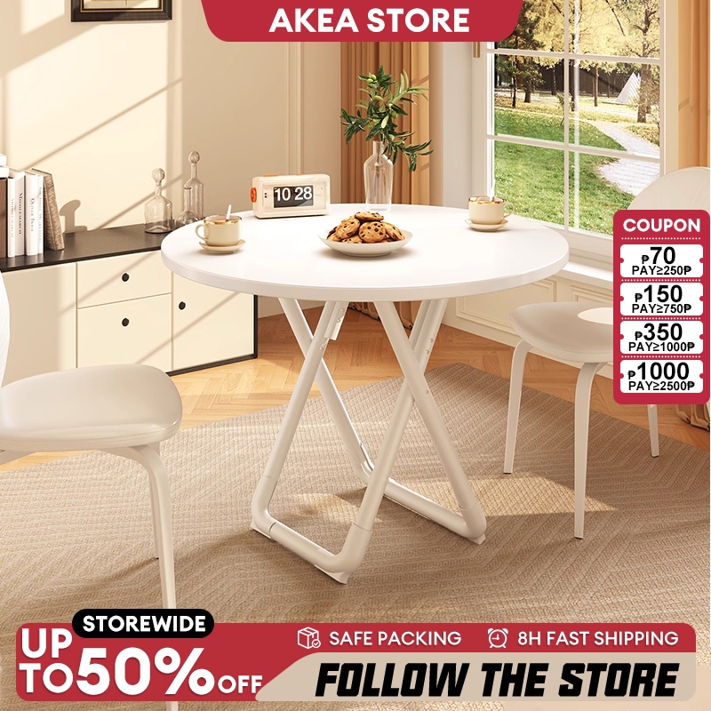 Nordic Foldable Table Dining table Portable Folding Table Wooden Round  Table For Room - Main Image