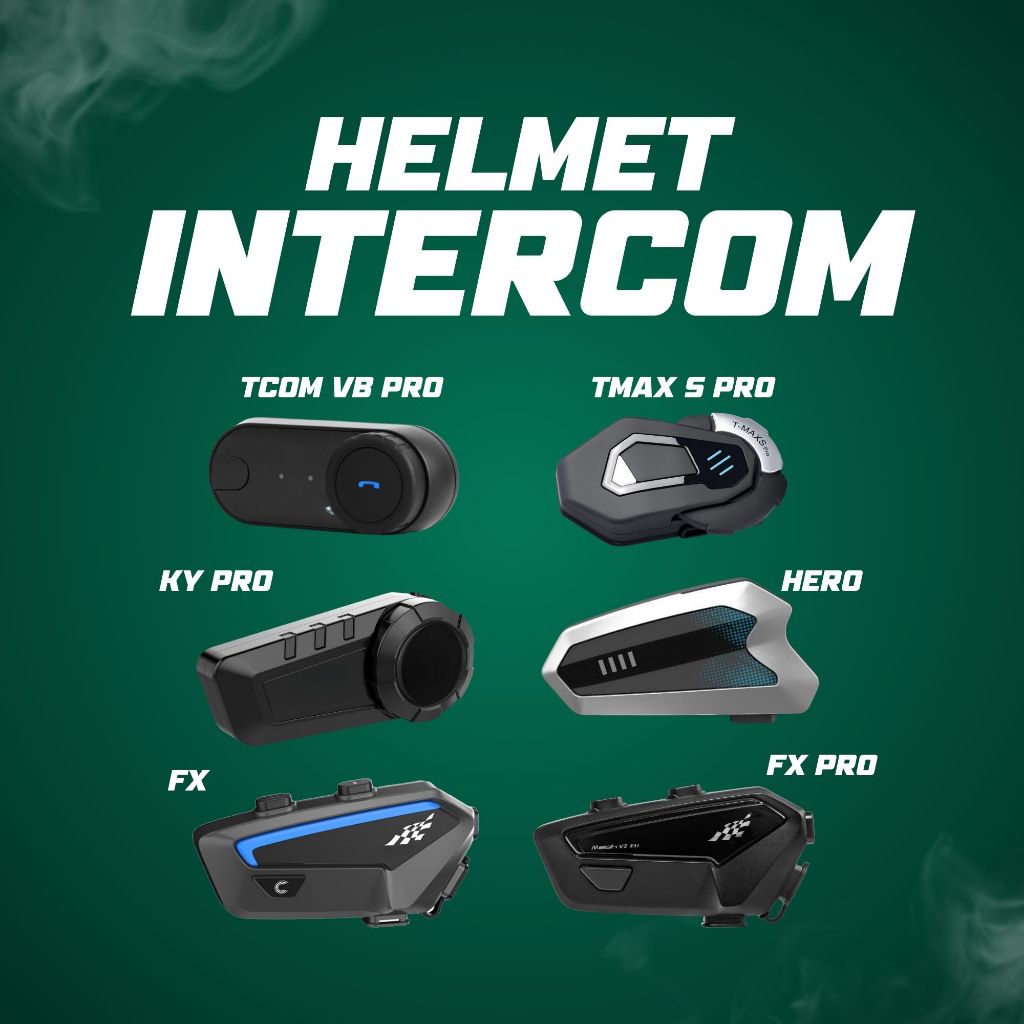 Helmet Intercom TCOM VB PRO / KY PRO / TMAX S PRO / HERO / FX / FX PRO ...