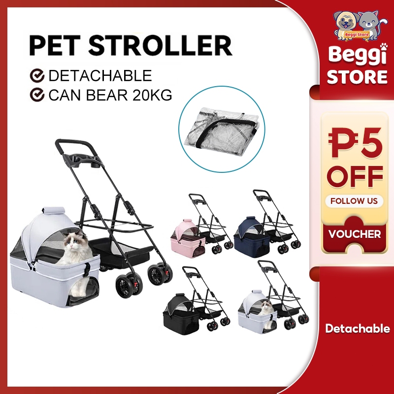 Dog Stroller Detachable Pet Stroller Pet Travel Carrier Trolley Cat ...