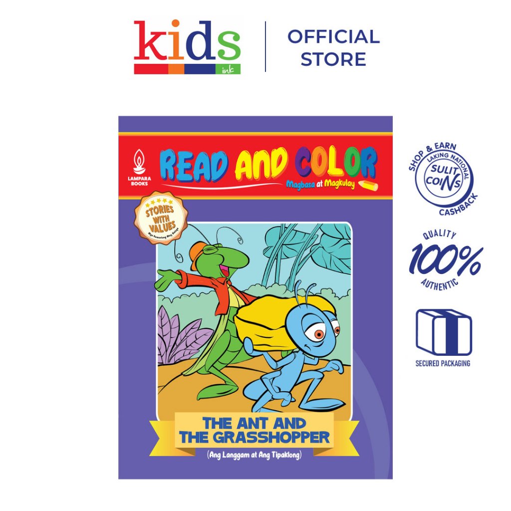 READ AND COLOR: THE ANT AND THE GRASSHOPPER - Kids Ink | Shopee Philippines