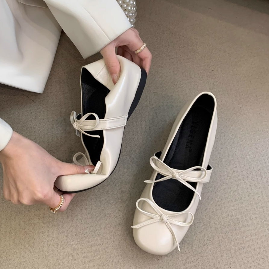 Women Fashion Flat Shoes Soft Comfortable Bow Single Shoes Simple ...
