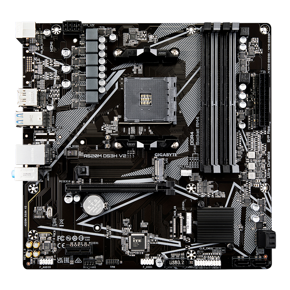 Gigabyte A520M DS3H V2 AM4 Ultra Durable Motherboard with Digital VRM ...