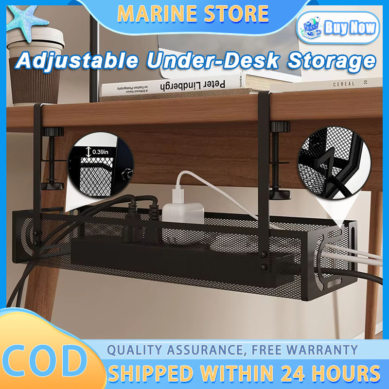 Under Table Cable Management Tray Computer Power Cord Storage Desk Wire ...