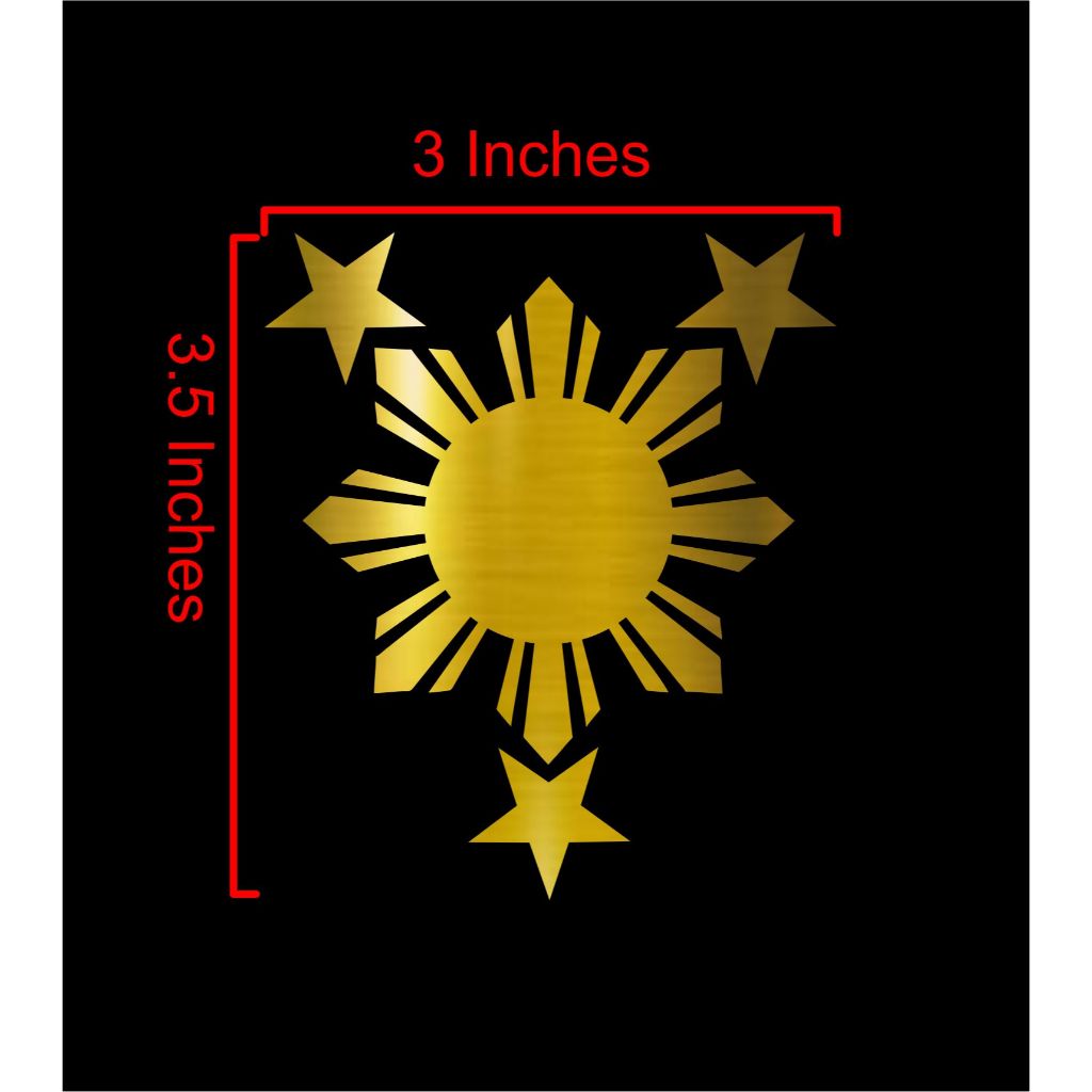 Sun and Stars Sticker | Metallic Gold/Yellow Decal | Car, Laptop ...