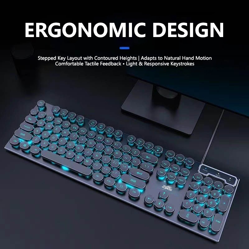 zeus-zk-13-gaming-mechanical-feel-keyboard-retro-keycap-104-keys-with