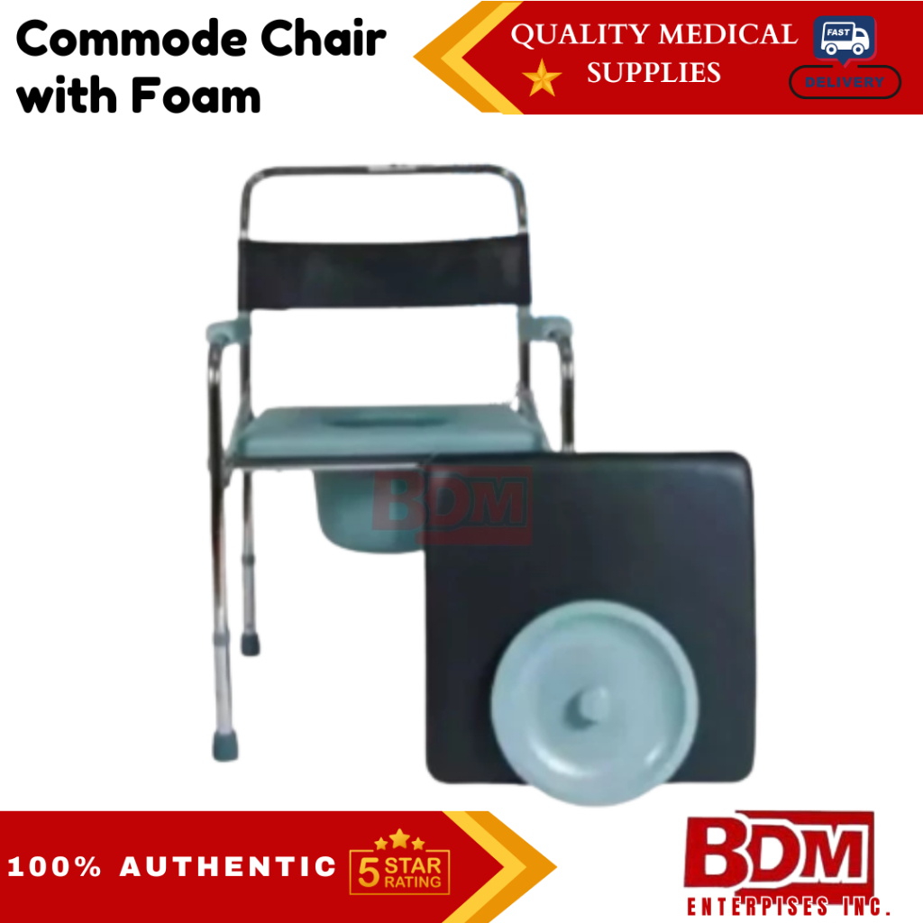 Commode Chair with Foam Foldable Bedpan Folding Toilet Chair Bedside ...