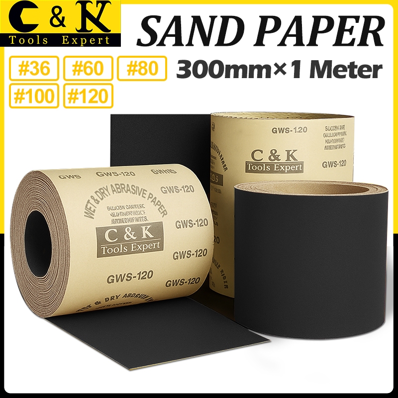 C&K Sandpaper 1 Meter Polishing Sand paper Roll 36-120 Grit 30cm For ...