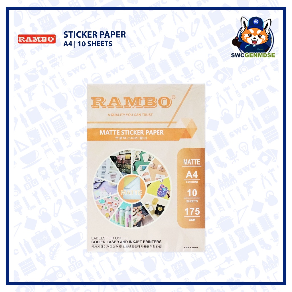 RAMBO Sticker Paper | Matte | 175gsm | A4 | Shopee Philippines