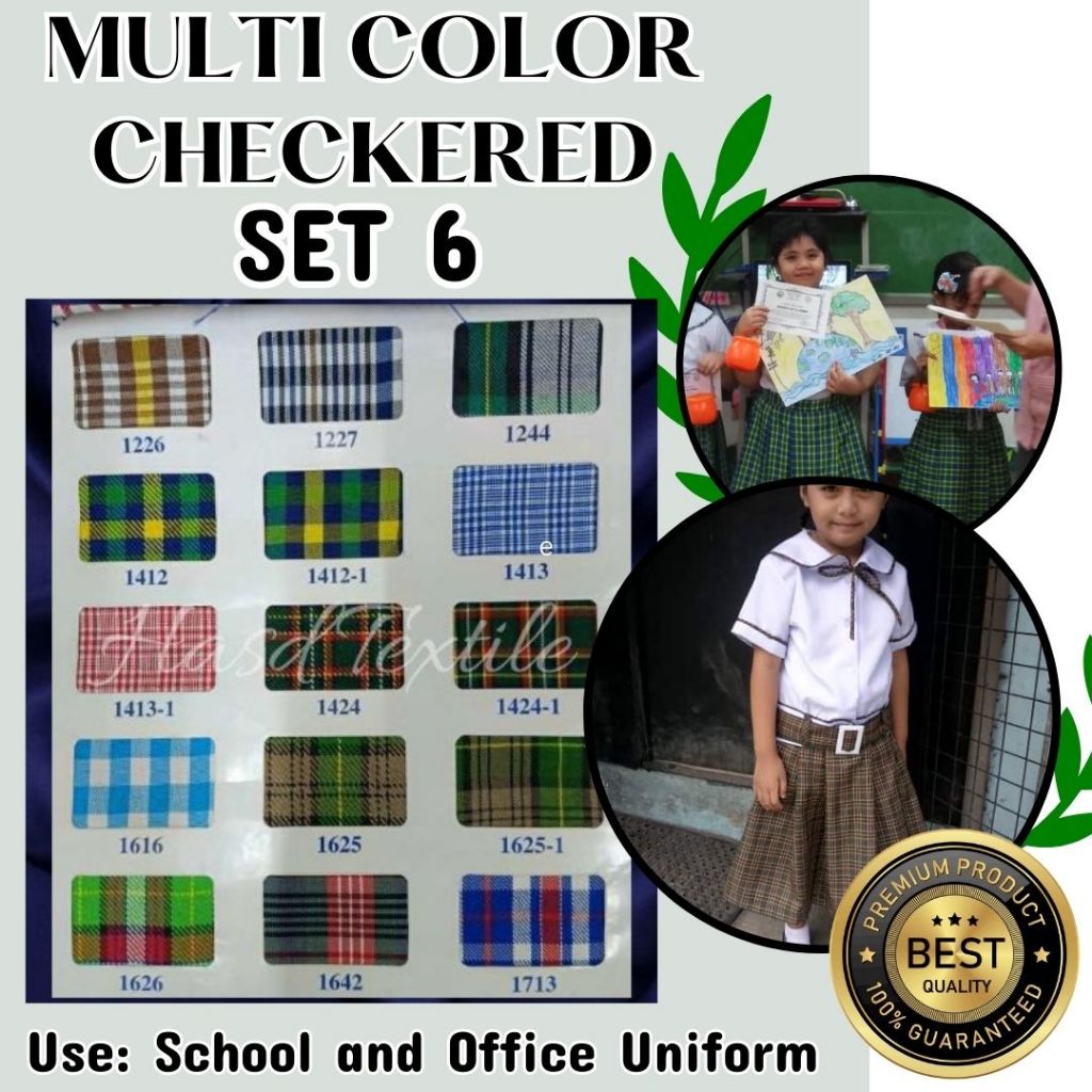 Checkered Multi-Color SET 6 Woven Textile Fabric (60'' Width) for ...