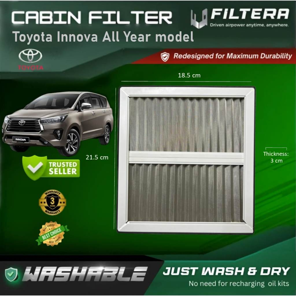 TOYOTA INNOVA WASHABLE CABIN FILTER | Shopee Philippines