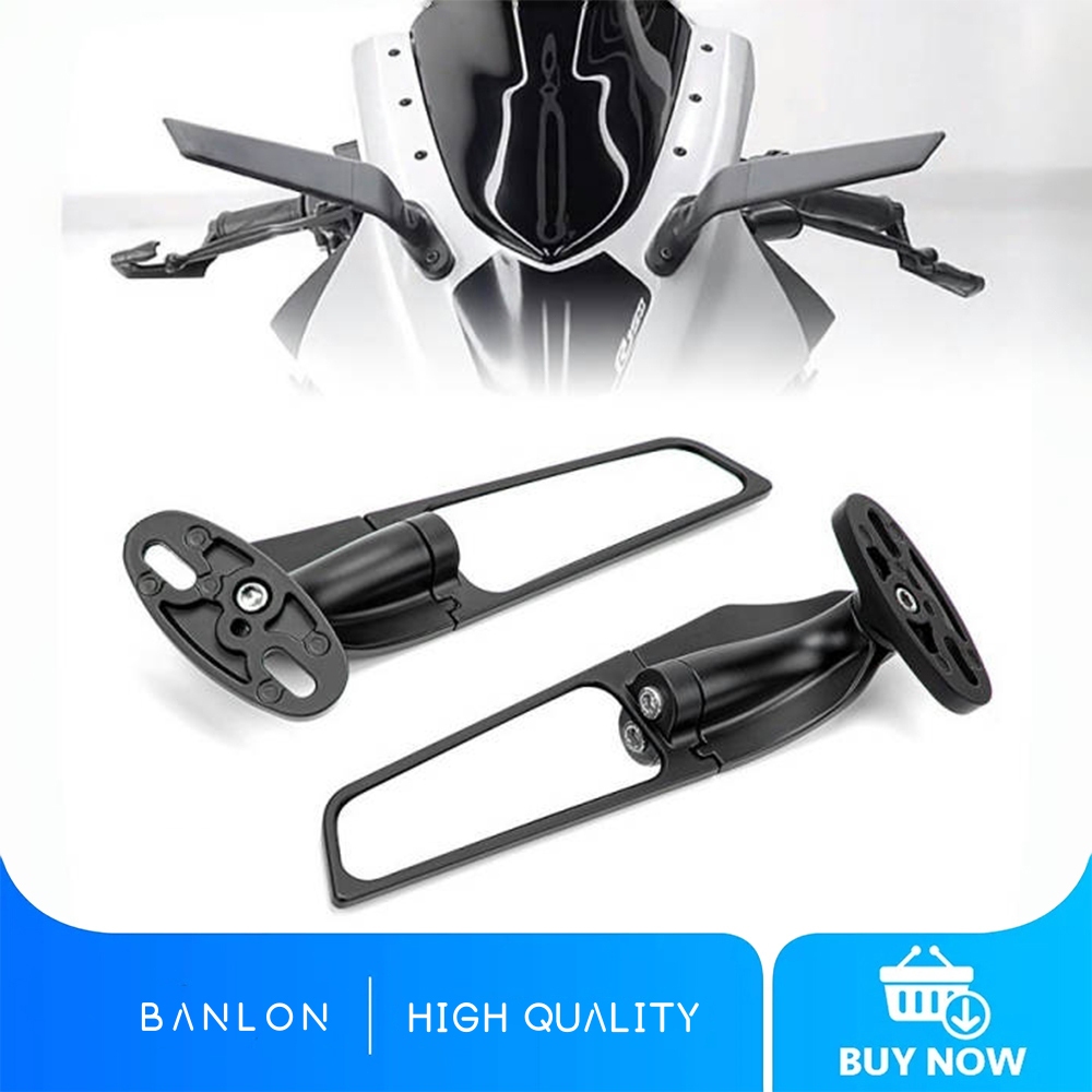 Motorcycle Universal Rearview Mirrors Wind Wing Rotating Side Mirrors ...