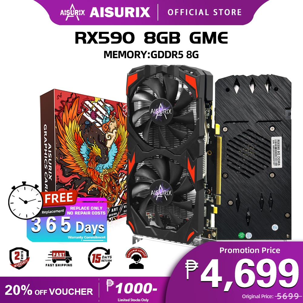 AISURIX RX590 8G NEW Graphics Card GDDR5 256Bit 2304sp AMD PC GPU Video ...