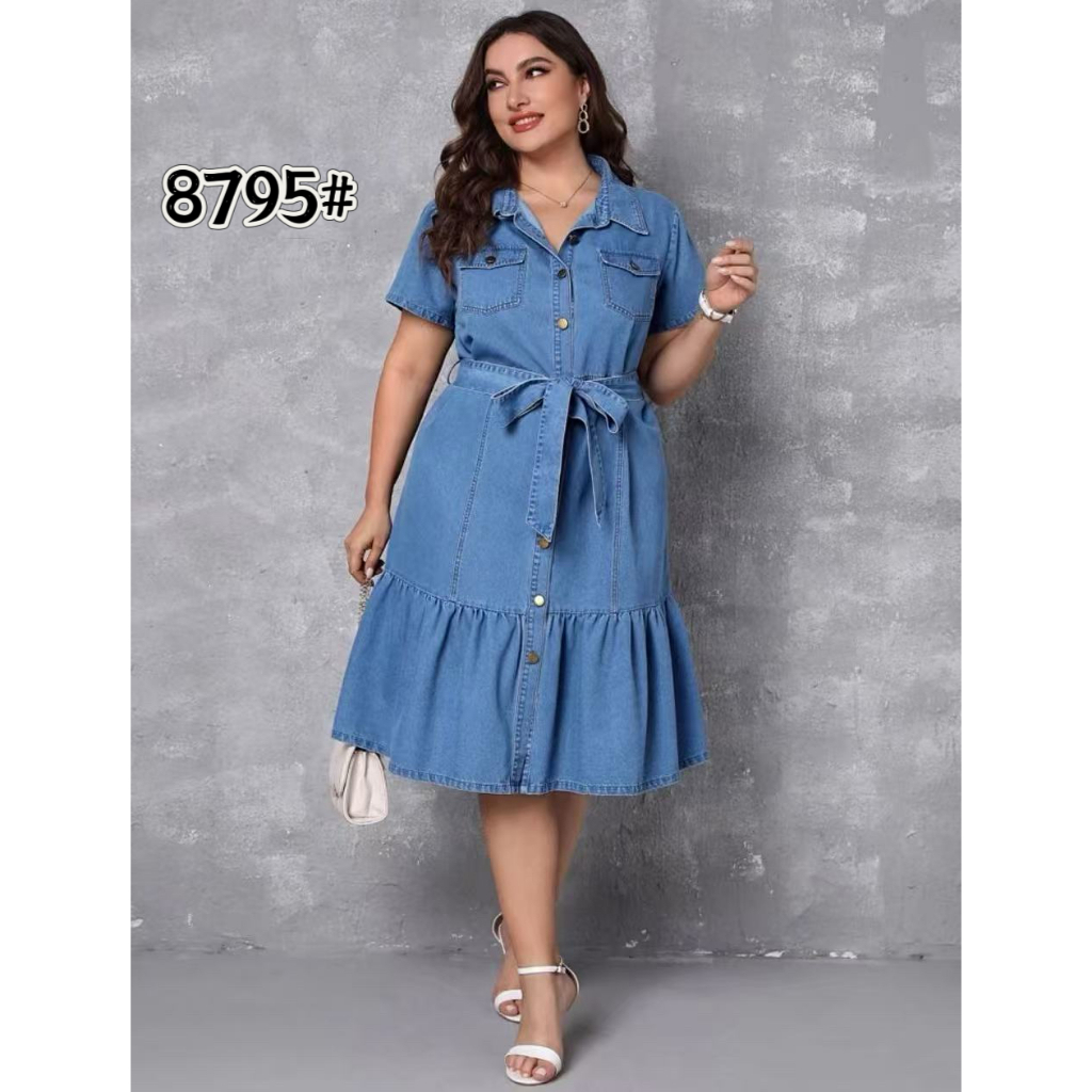 Plus Size Elegant Casual Denim Dress Fit To Semi XL | Shopee Philippines