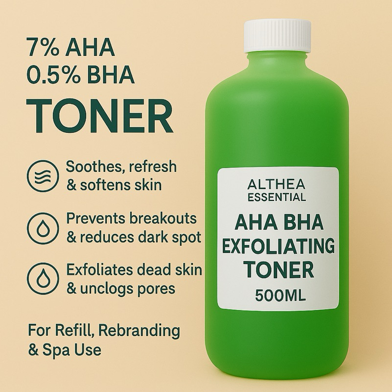 AHA BHA TONER/ FACE PEELING TONER/ 1 Liter Refill Rebranding Spa-Use ...