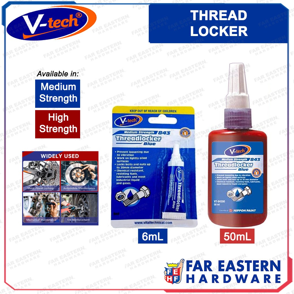 V-TECH Threadlocker Medium | High Strength Thread Locker 6ml | 50ml ...