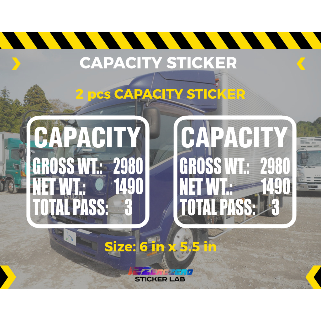 CAPACITY MARKING STICKER 6 x 5.5 inches - WATERPROOF VINYL STICKER ...