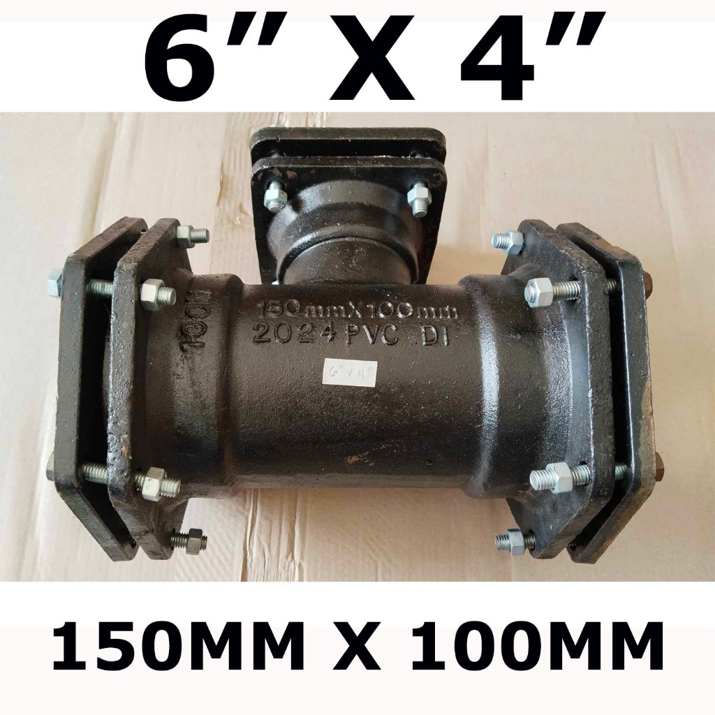 CAST IRON MECHANICAL TEE REDUCER 150MM X 100MM BLACK FOR WATER DISTRICT ...